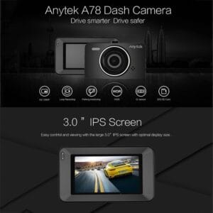 Anytek A78 Car Dash Cam Full HD 1080P Car DVR 170 Degree Wide Angle (24 Hours Parking Monitoring) Dash Cam EZ SHOP 3