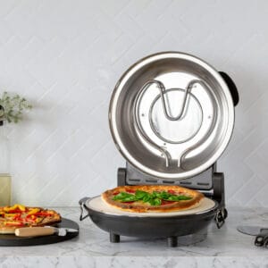 12-inch Pizza Oven with Thermal Control, Timer, Viewing Window, and Removable Stone – Black Pizza EZ SHOP 3