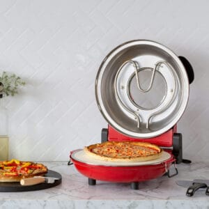 12-inch Pizza Oven with Thermal Control, Timer, Viewing Window, and Removable Stone – Red Pizza EZ SHOP 3