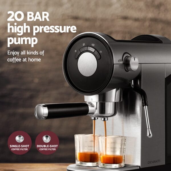 Devanti 20 Bar Coffee Machine Espresso Cafe Maker Kitchen EZ SHOP 13