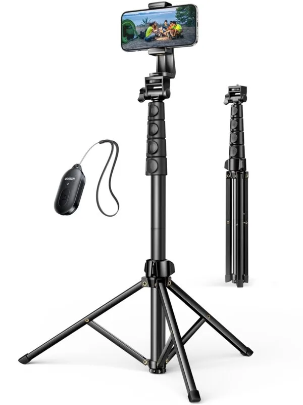 UGREEN 15609 Cell Phone Selfie Stick Tripod 1.7m with Bluetooth Remote - Image 1
