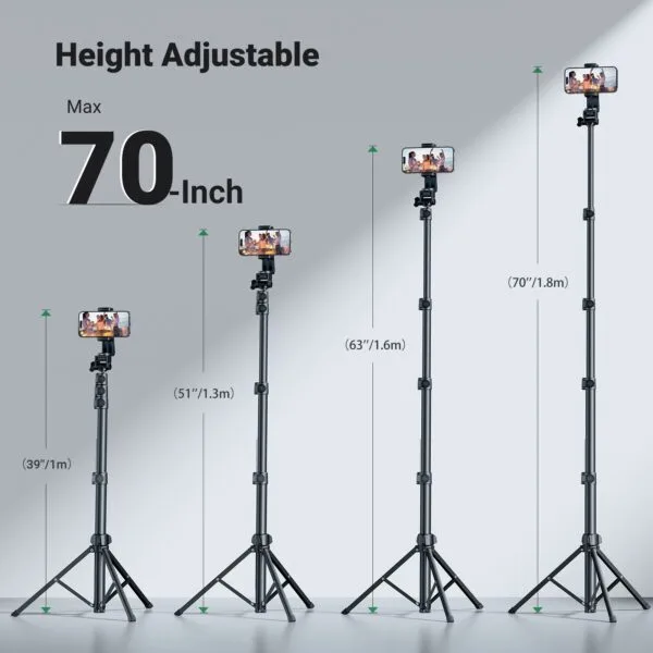 UGREEN 15609 Cell Phone Selfie Stick Tripod 1.7m with Bluetooth Remote - Image 3